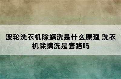 波轮洗衣机除螨洗是什么原理 洗衣机除螨洗是套路吗